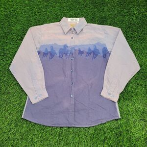Vintage Wrangler Rodeo Button Shirt Women Large 21x26 Purple